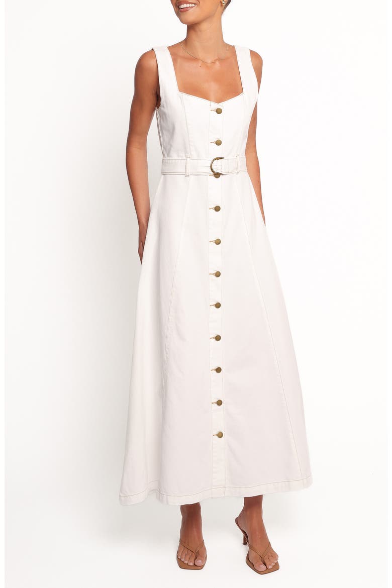 Jennings Sleeveless Cotton Twill Dress, Main, color, WHITE