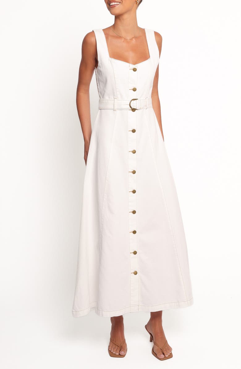 Petal & Pup Jennings Sleeveless Cotton Twill Dress, Main, color, White