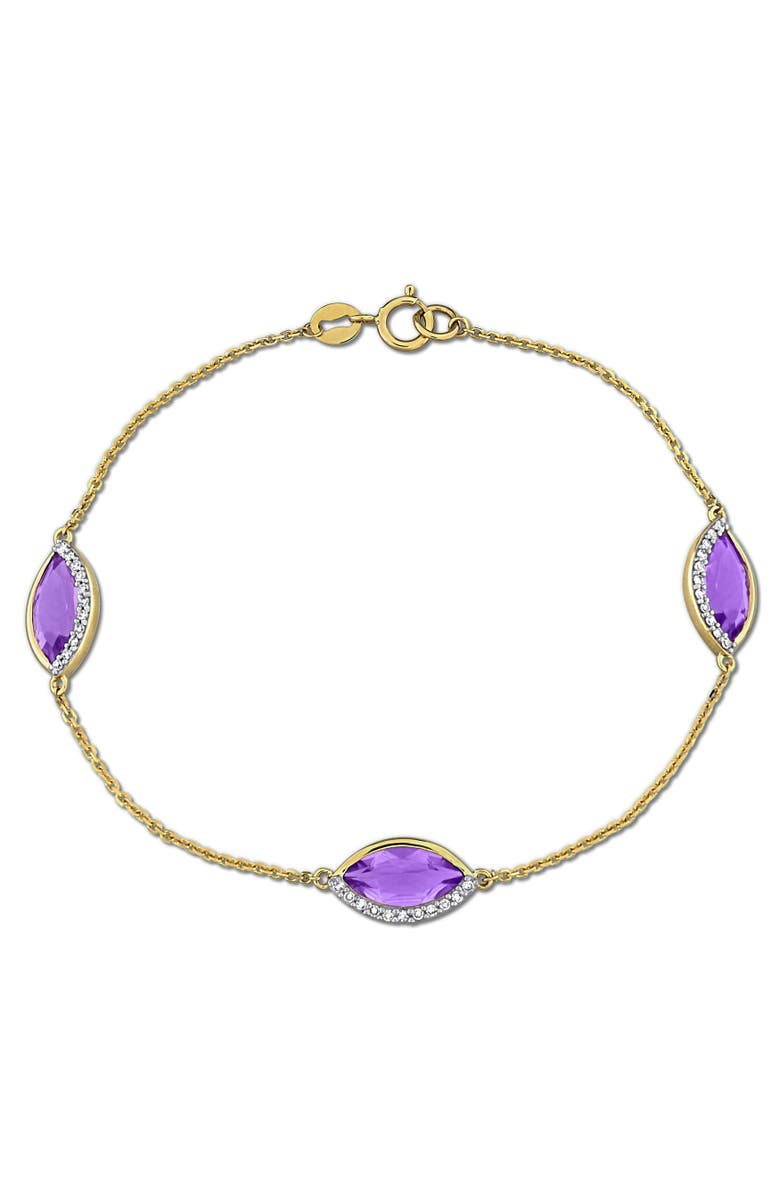 Julianna B. Gemstone & Diamond Station Bracelet 14K, Main, color, Amethyst
