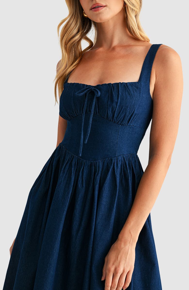All in Favor Square Neck Denim Midi Dress, Alternate, color, Dark Denim