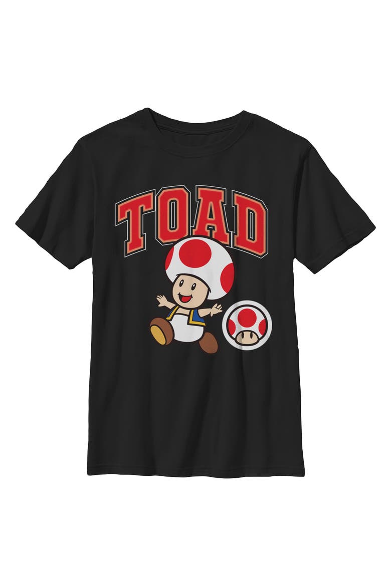 Boy's Nintendo Collegiate Toad Set  Graphic T-Shirt, Main, color, Black