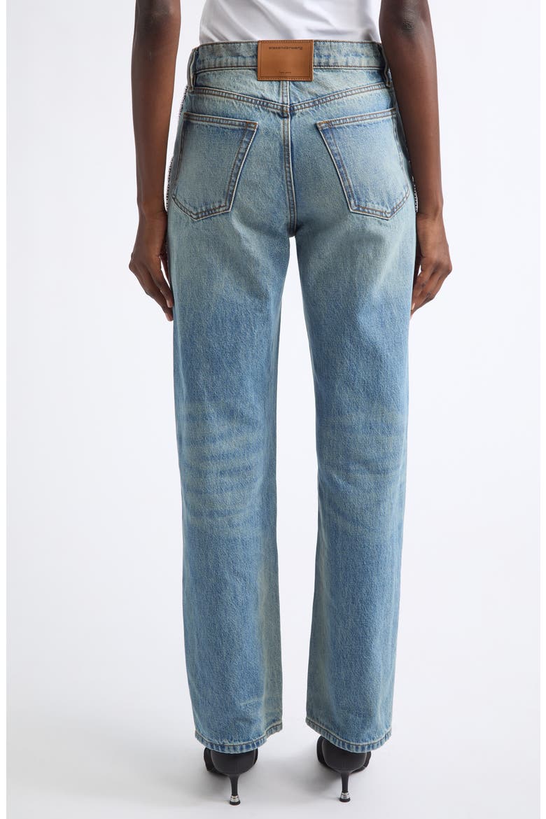 EZ Embellished Chain Straight Leg Jeans, Alternate, color, TINTED MEDIUM INDIGO