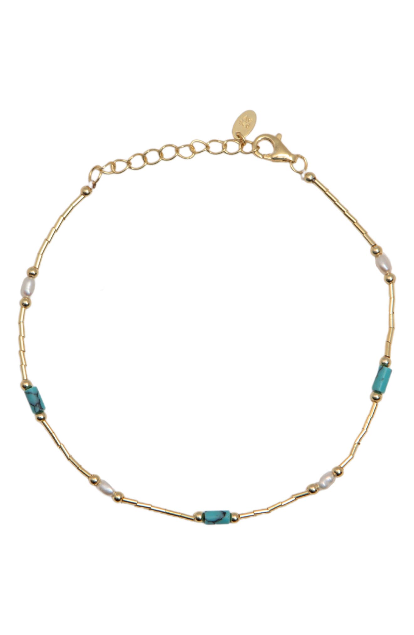 Argento Vivo Sterling Silver Liquid Silver Beaded Bracelet in Gold 