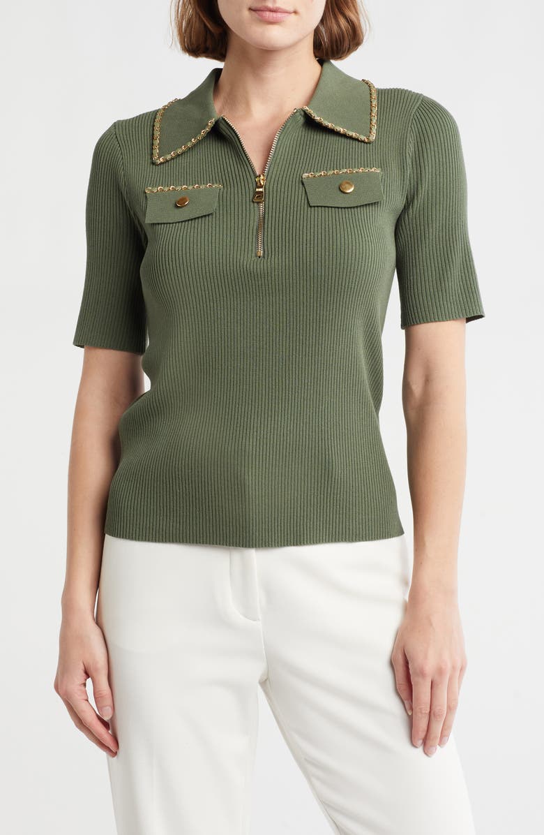 Chain Trim Zip Polo