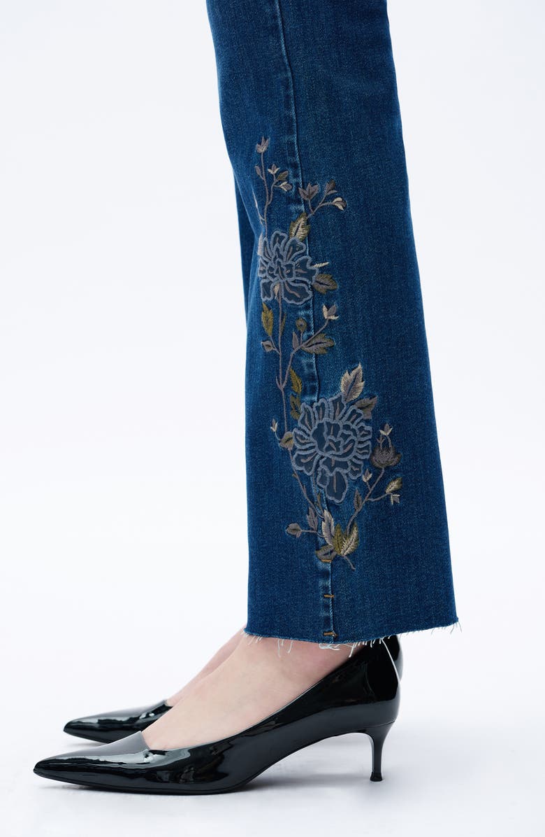 Bayeas Embroidered Raw Hem High Waist Flare Jeans, Alternate, color,