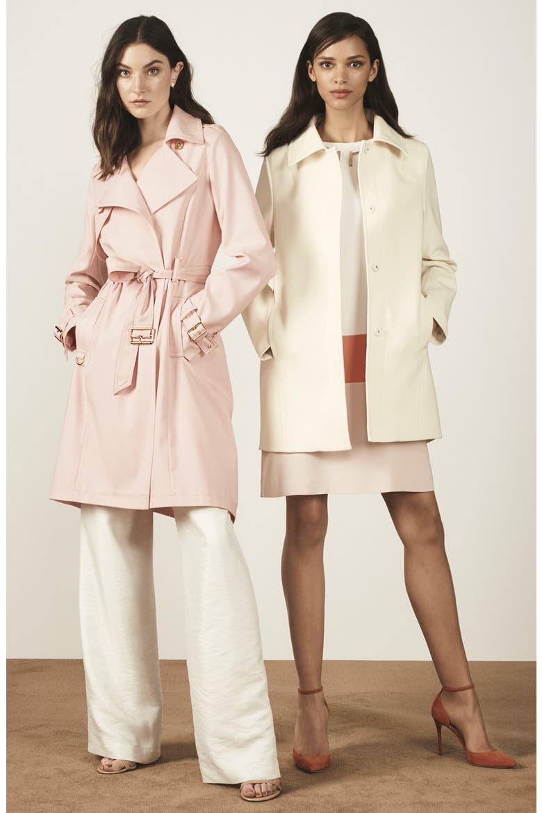 Twill Trench Coat, Alternate, color, BLACK