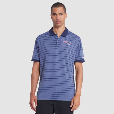 Men
s Nike  Storm Blue New England Patriots 2025 Rivalries Collection Sideline Victory Striped Dri-FIT Polo