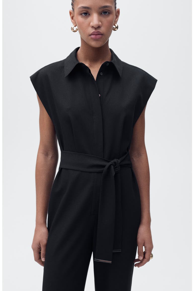 Tie Belt Jumpsuit, Alternate, color, BLACK