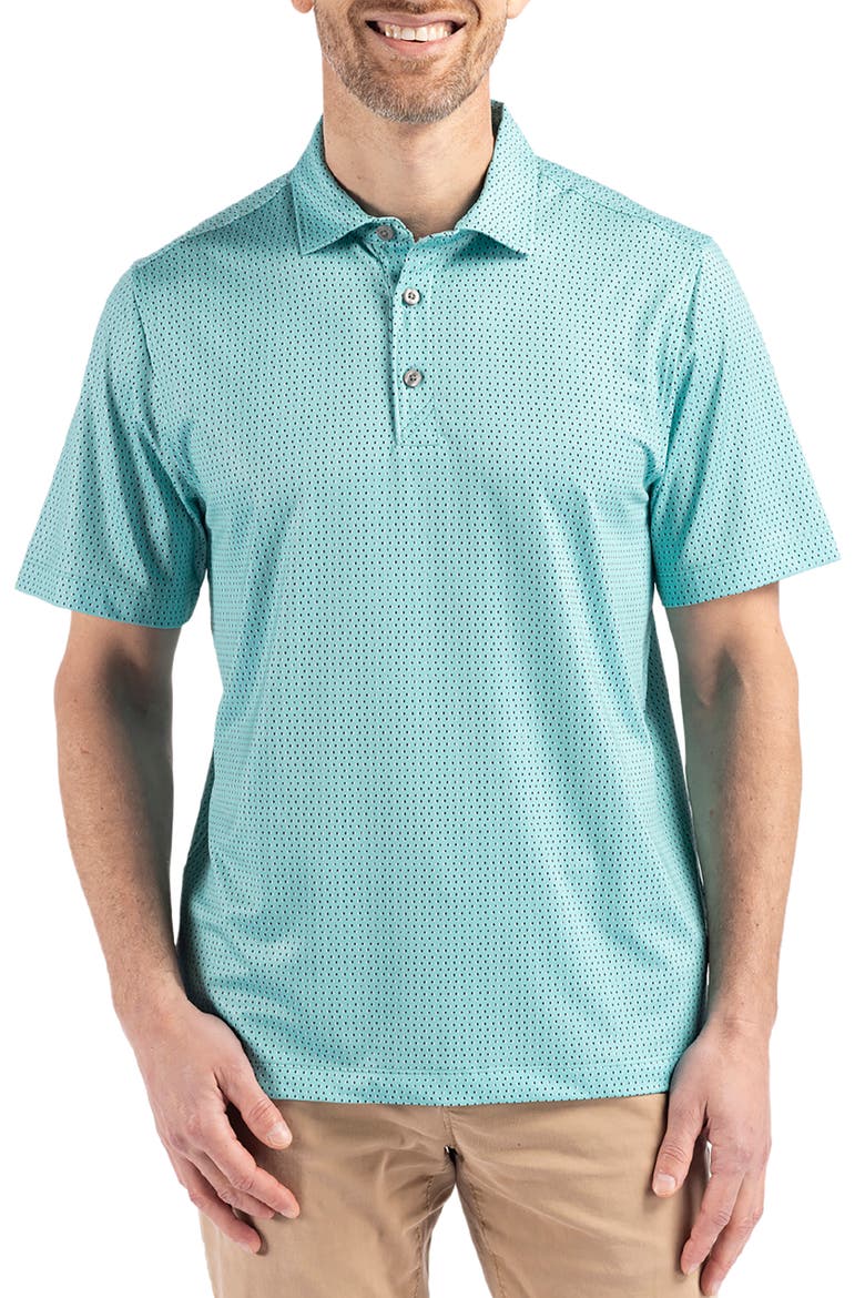 Pike Shadow Check Print Polo, Main, color, FRESH MINT