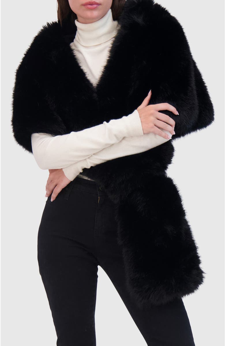 Lyla Grant Fur-Free Fox (Faux Fur) Stole, Alternate, color, Black