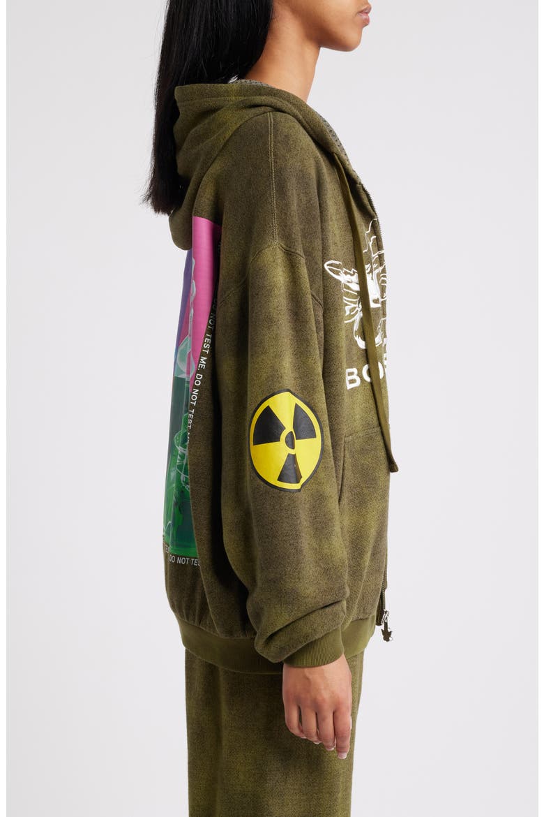 Don't Test Me Oversize Cotton Blend Terry Hoodie, Alternate, color, GREEN