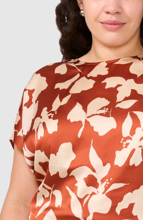 Halogenr Halogen(r) Printed Charmeuse Top In Baked Clay