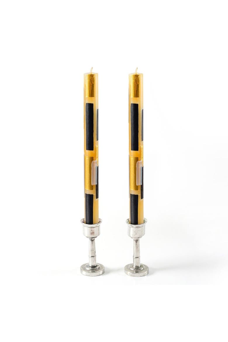 Klimt Painted Taper Candles - Set of 2, Main, color, Gold - 9"