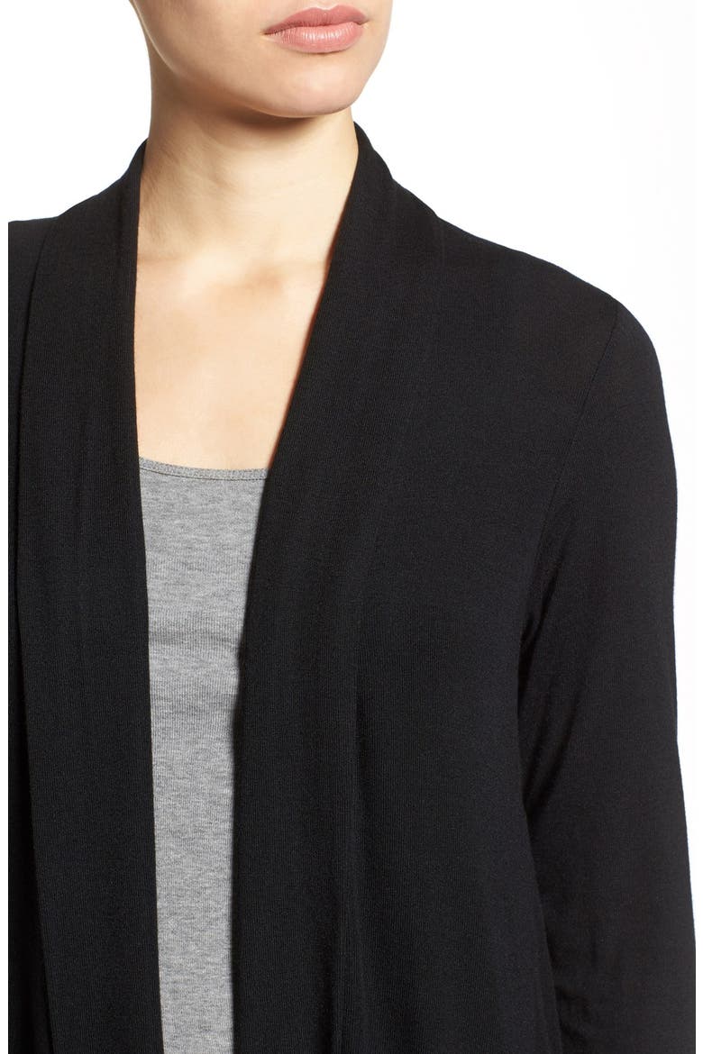 High/Low Jersey Cardigan, Alternate, color, BLACK