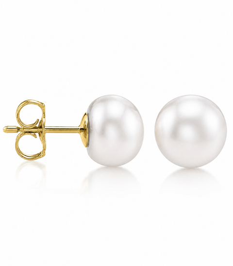 14K Yellow Gold Small Pearl Earrings
