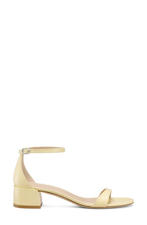 Stuart Weitzman Nudist Leather Ankle-strap Sandals In Lemon Chiffon