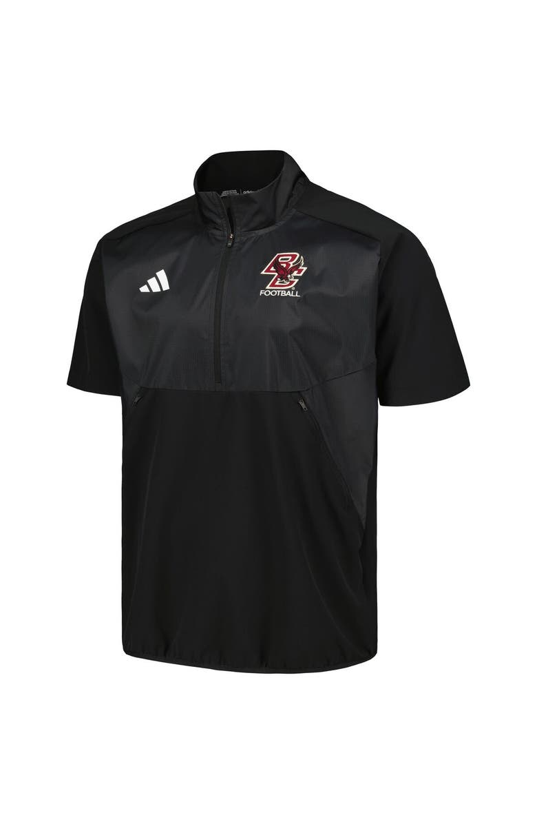 adidas Men's adidas Black Boston College Eagles Sideline AEROREADY Raglan Short Sleeve Quarter-Zip Jacket, Alternate, color, 