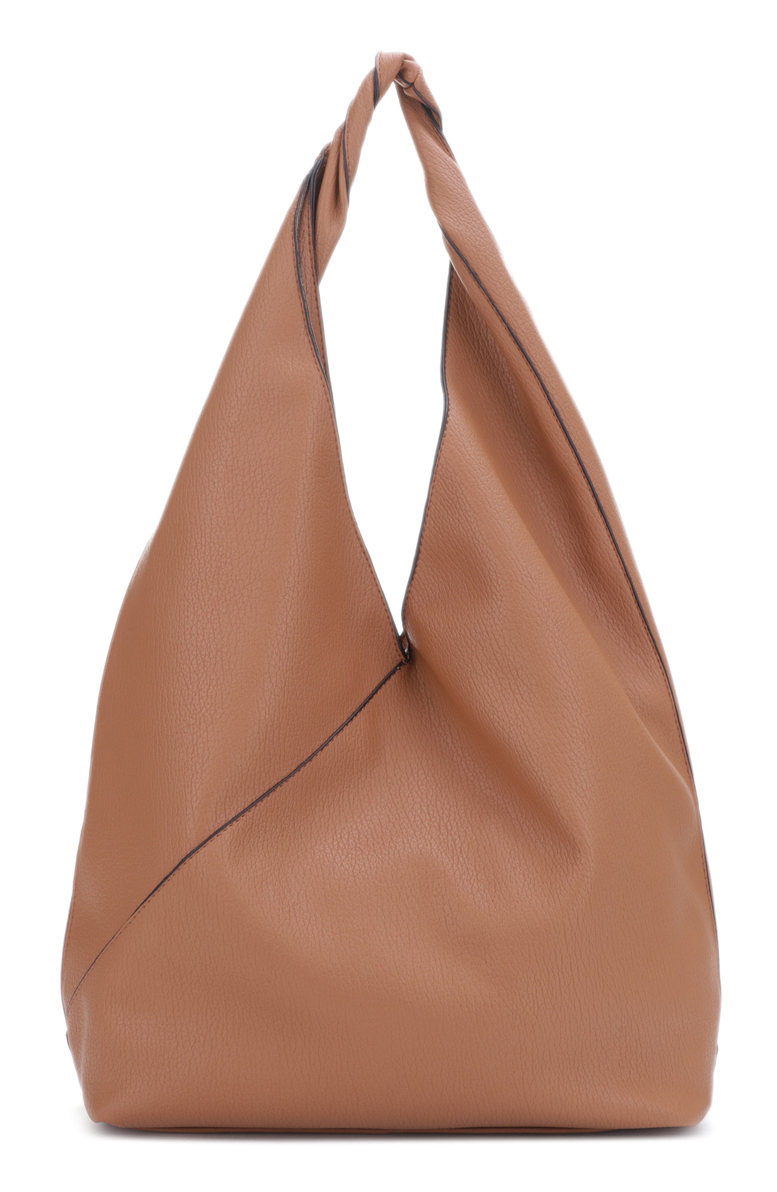 Mali + Lili Katie Oversize Recycled Vegan Leather Hobo Bag in Camel