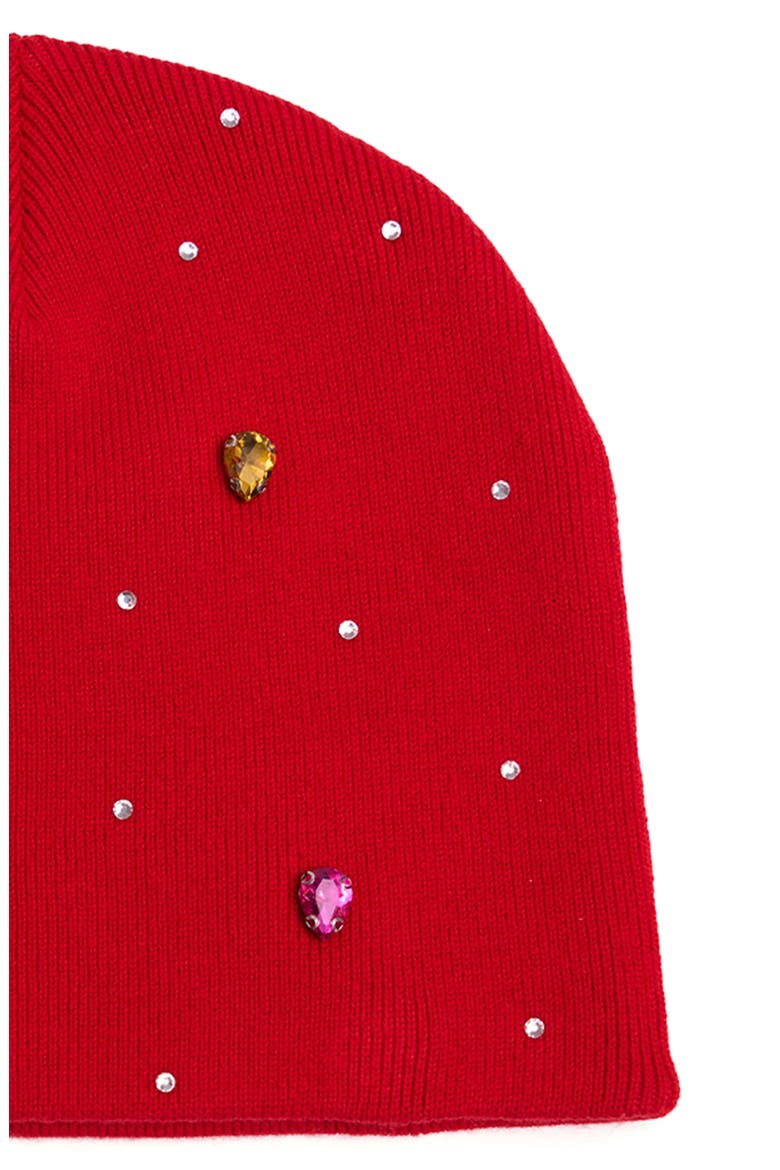 Embellished Cotton Beanie, Alternate, color, RED