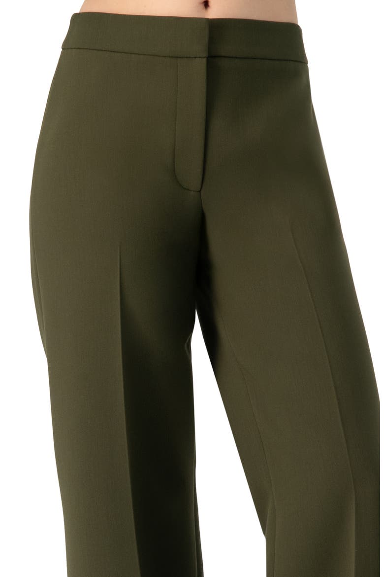 Straight Solid Gabardine Trousers, Alternate, color, Green