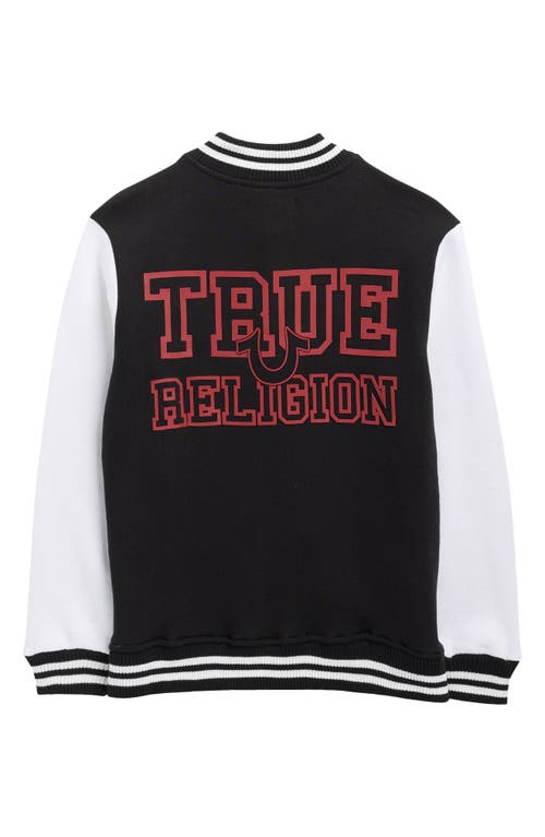 True Religion Kids' Snap Front Varsity Jacket In Black