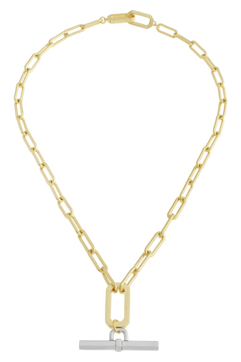 T-Bar Link Y-Necklace, Main, color, TWO TONE