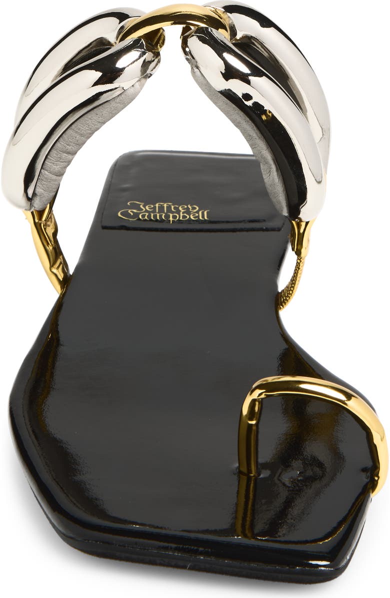 Jeffrey Campbell Guilded-2 Toe Loop Sandal, Alternate, color, Black Patent Combo
