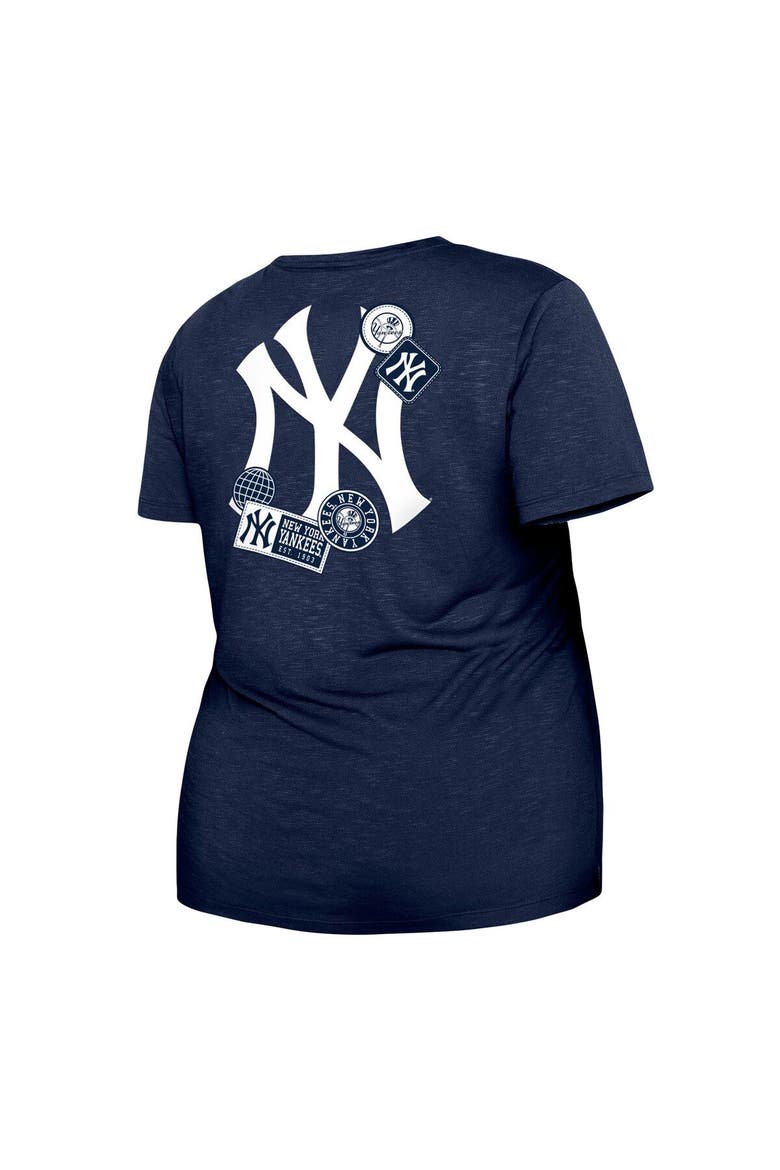 Women's New Era Navy New York Yankees Plus Size Two-Hit Front Knot T-Shirt, Alternate, color, Navy
