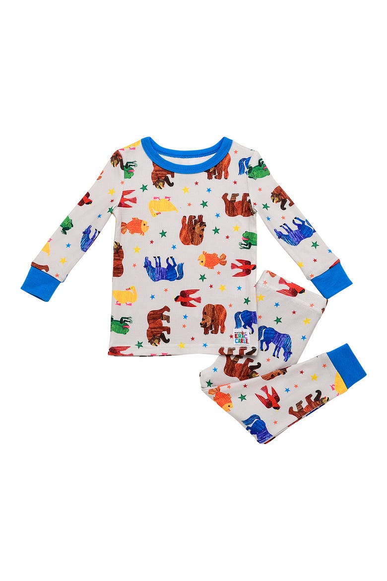 Kids' Eric Carle Brown Bear Two-Piece Fitted Pajamas, Alternate, color, GRAY