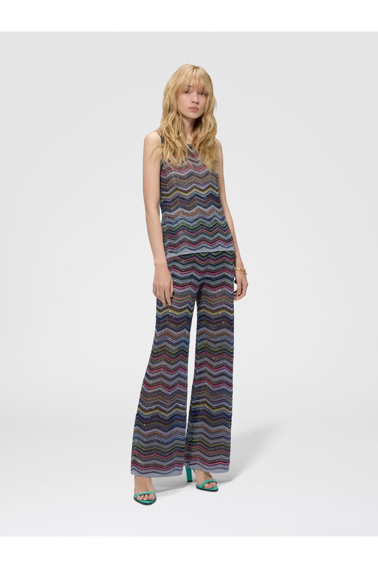 Chevron Palazzo Trousers With Sequins, Alternate, color, Multicoloured