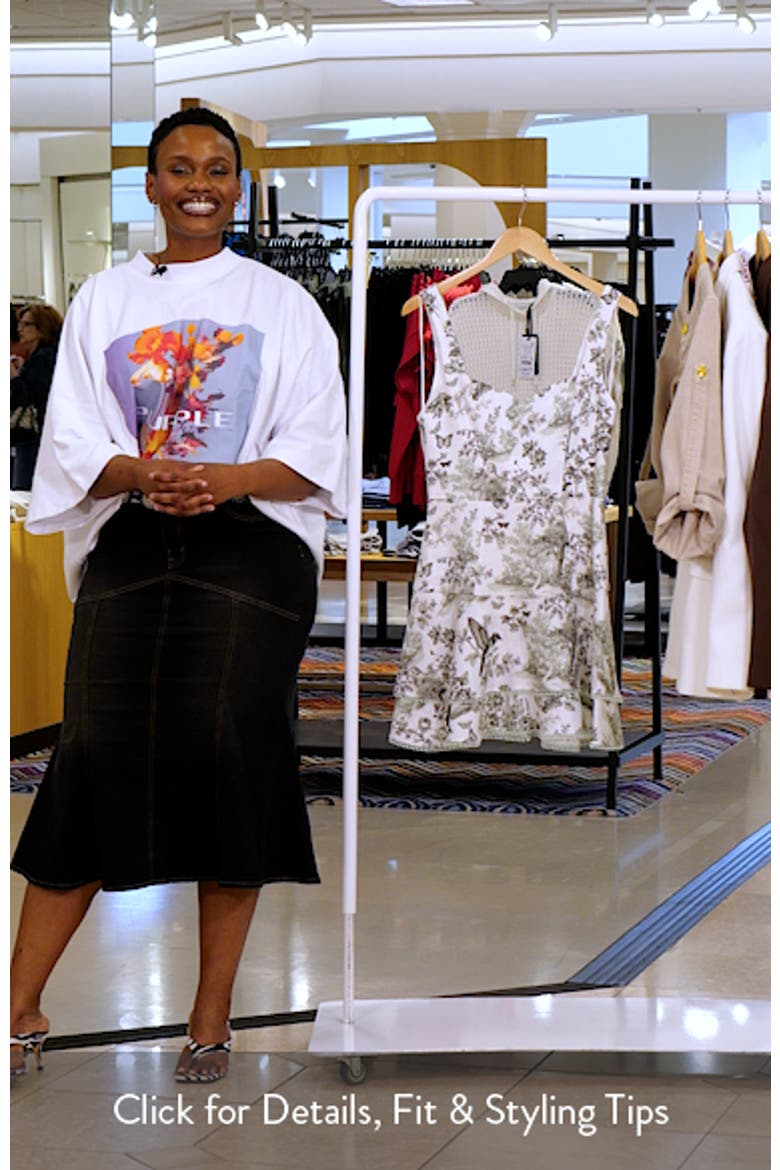 Mixed Print Sweetheart Neck Linen Blend Dress video