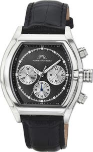 PORSAMO BLEU Roman Chronograph Croc Embossed Leather Strap Watch, 42mm