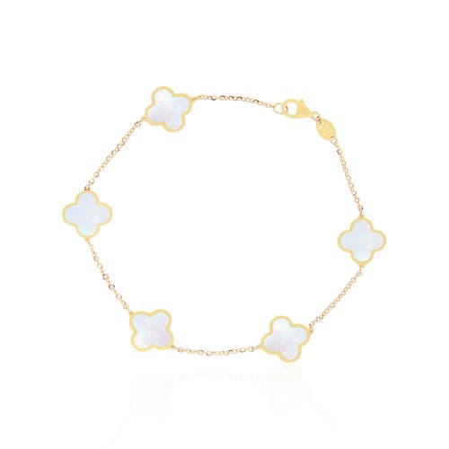 The Lovery Fine Jewelry Small Mother Of Pearl Clover Bracelet In Silver