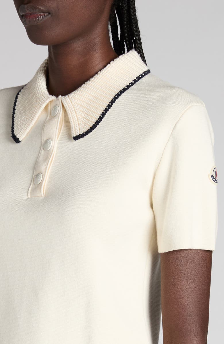 Moncler Knit Collar Cotton Polo, Alternate, color, Stripe