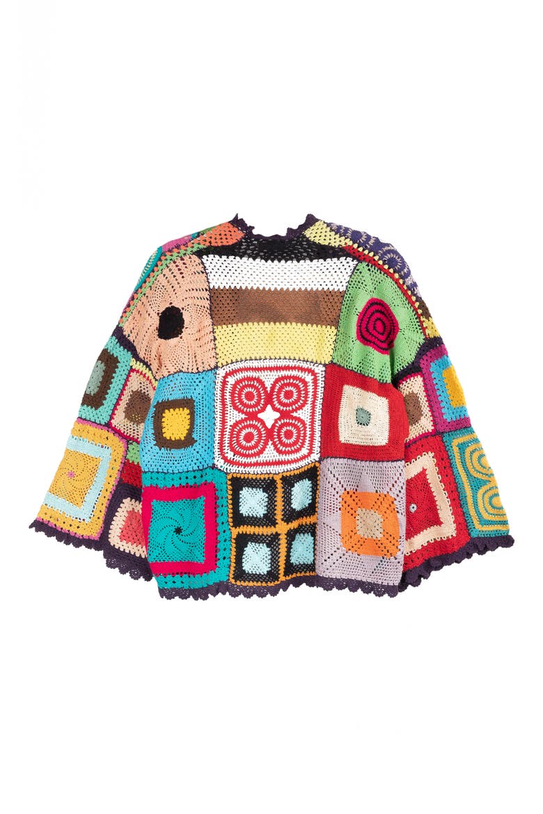 Crochet Cotton Jacket, Alternate, color, WHITE MULTI