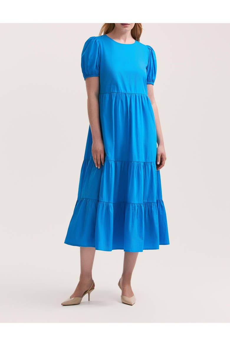 Genevive Cotton Midi Tiered Dress, Alternate, color, Blue