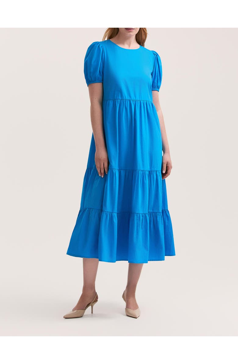 Finery London Genevive Cotton Midi Tiered Dress, Alternate, color, Blue