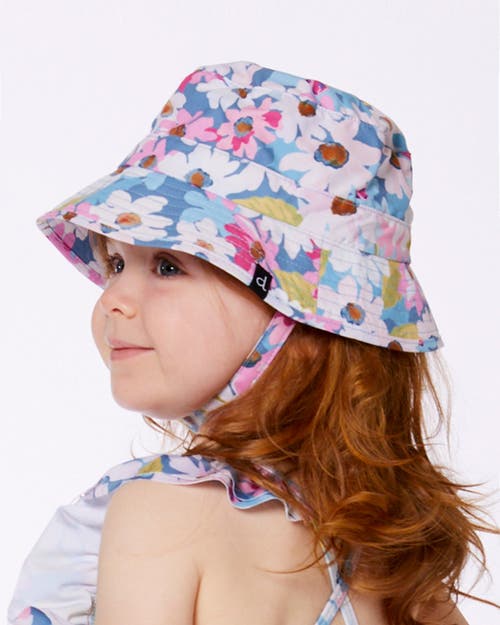Deux Par Deux Baby Girl's Printed Beach Sun Hat White, Pink, And Green Flowers In White, Pink, And Green Flowers
