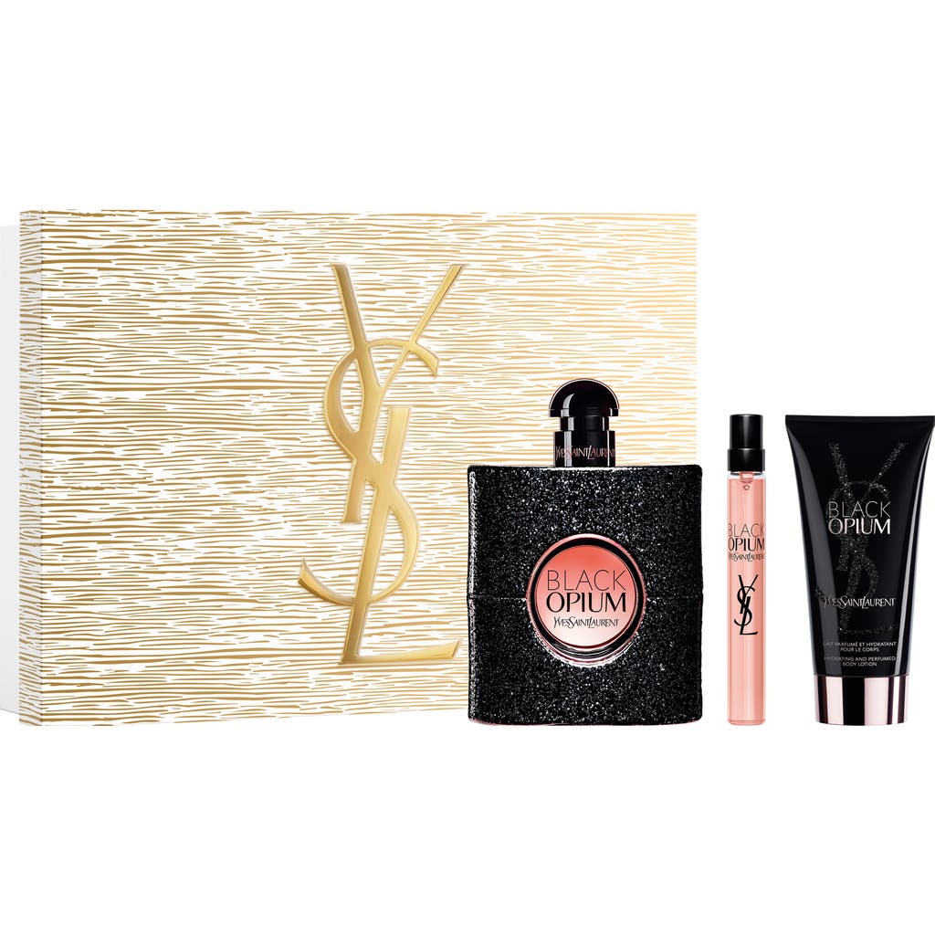 Saint Laurent Yves Black Opium Eau De Parfum Set In Transparent