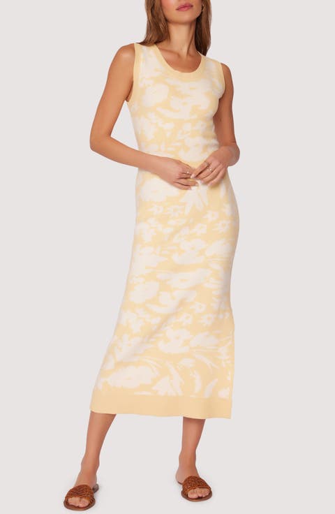 Yellow flower embroidery midi wrap linen dress 4947