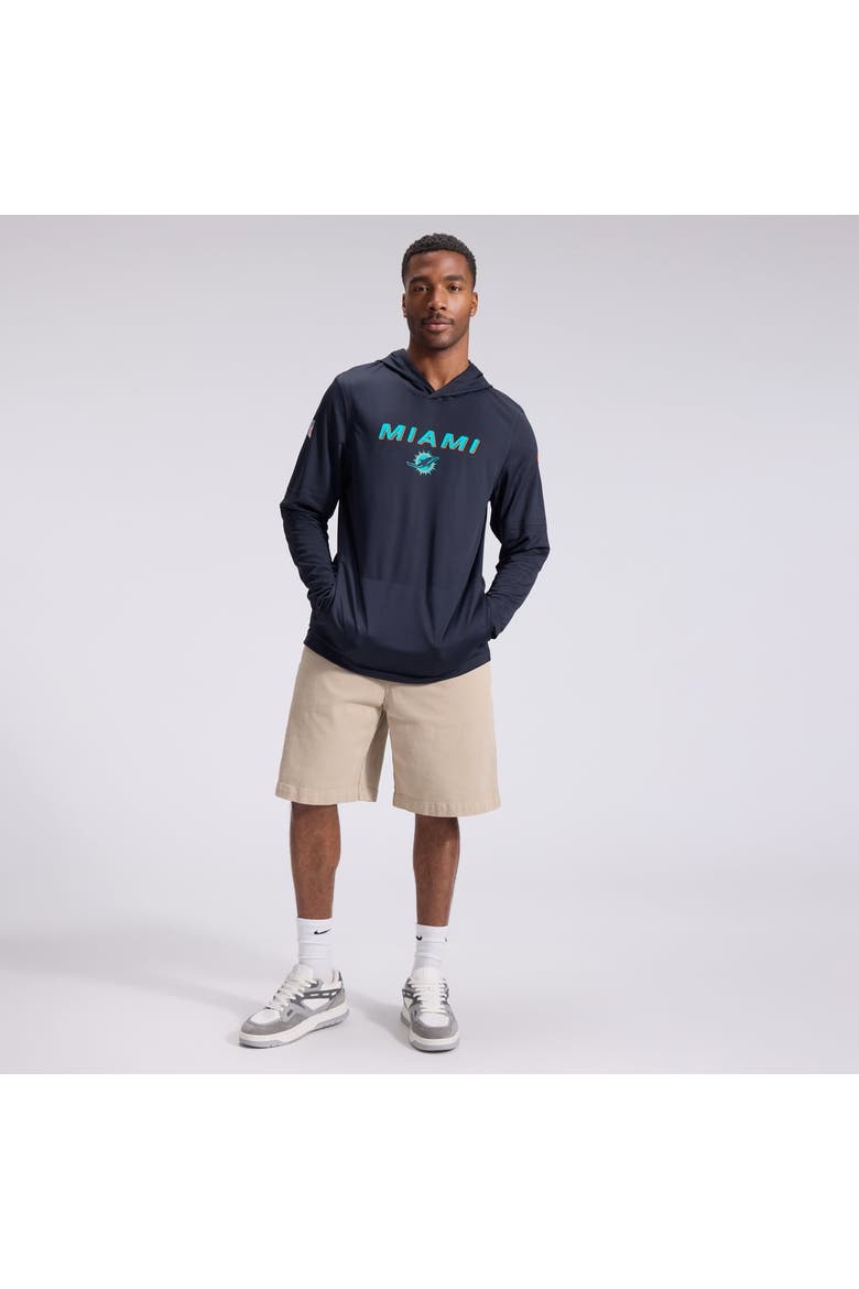 Men's Nike  Navy Miami Dolphins Rivalries Collection Sideline Lightweight Hooded Long Sleeve Top, Alternate, color, Navy