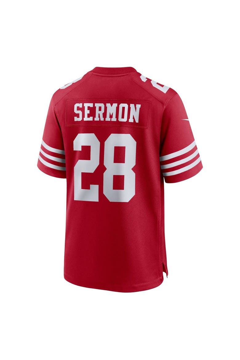 Men's Nike Trey Sermon Scarlet San Francisco 49ers Player Game Jersey, Alternate, color, Scarlet