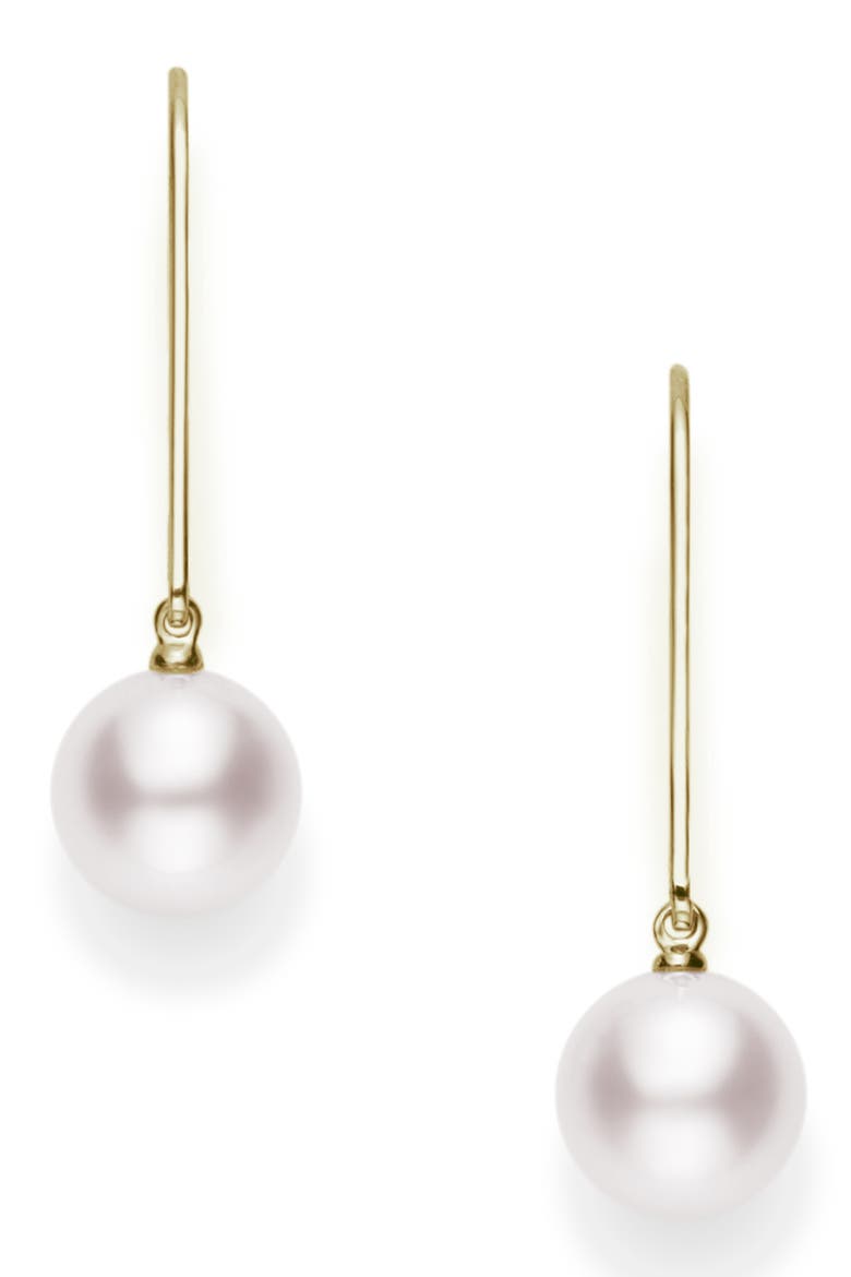 Classic Akoya Pearl Drop Earrings, Main, color, PEARL/ YELLOW GOLD