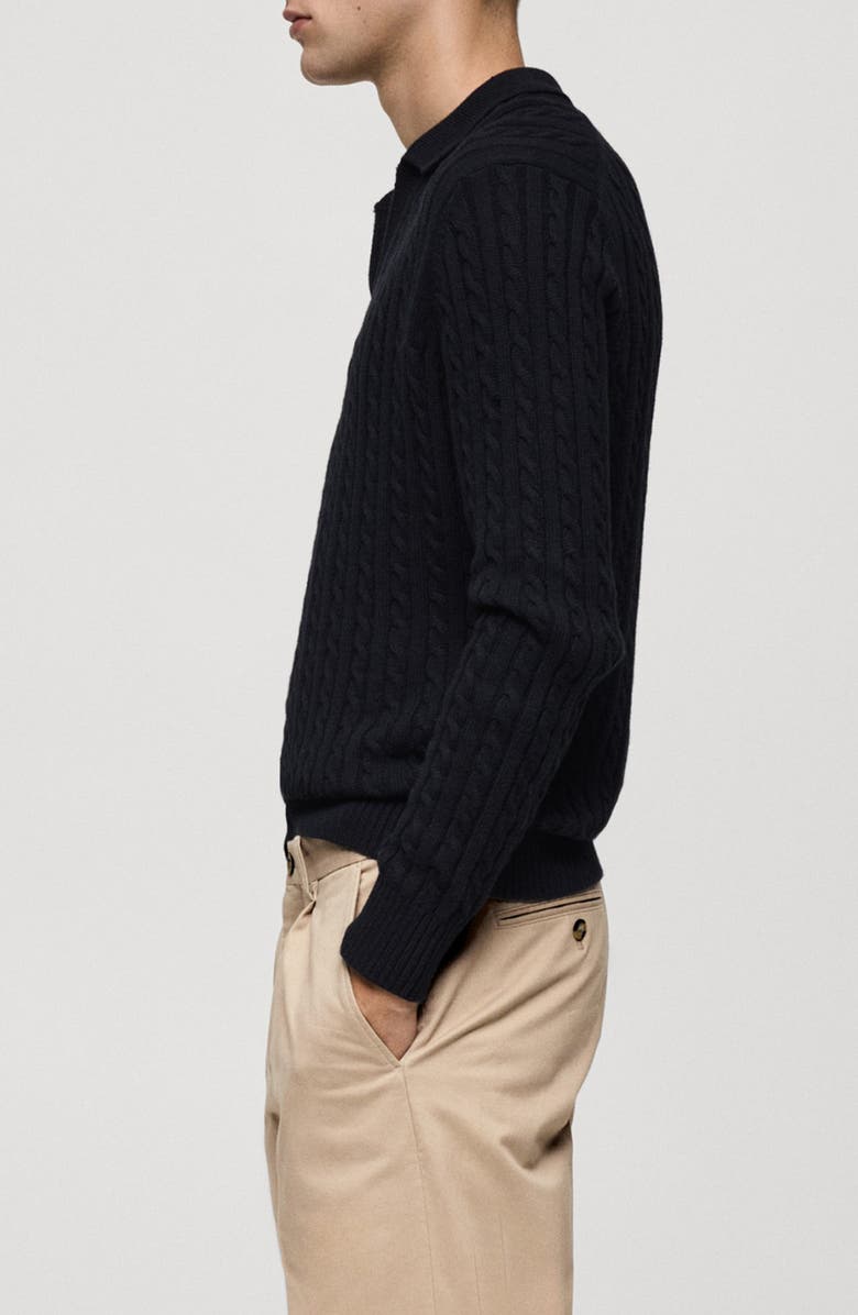 MANGO Cable Knit Polo Sweater, Alternate, color, 