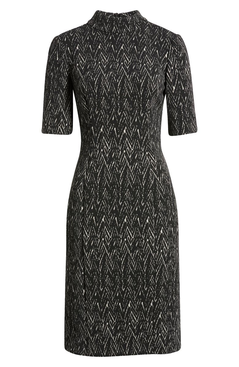 Eliza J Abstract Herringbone Print Sheath Dress, Alternate, color, Black