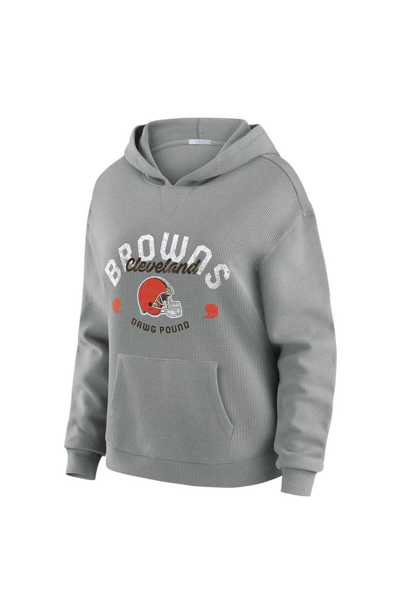 WEAR by Erin Andrews Women
s WEAR by Erin Andrews Gray Cleveland Browns Waffle-Knit Long Sleeve Hooded Shirt 
Pants Lounge Set, Alternate, color, Gray