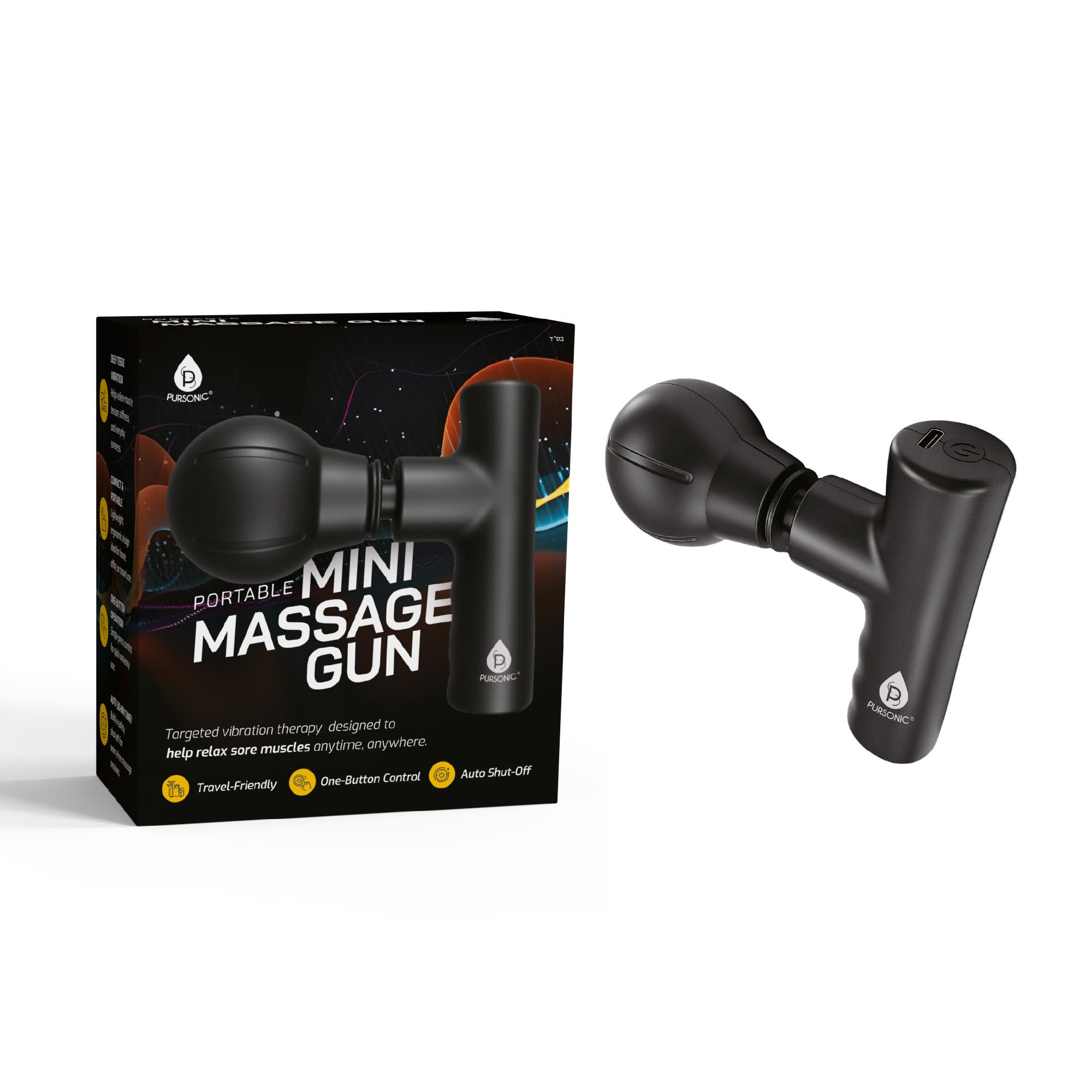 Pursonic Portable Mini Massage Gun In Black