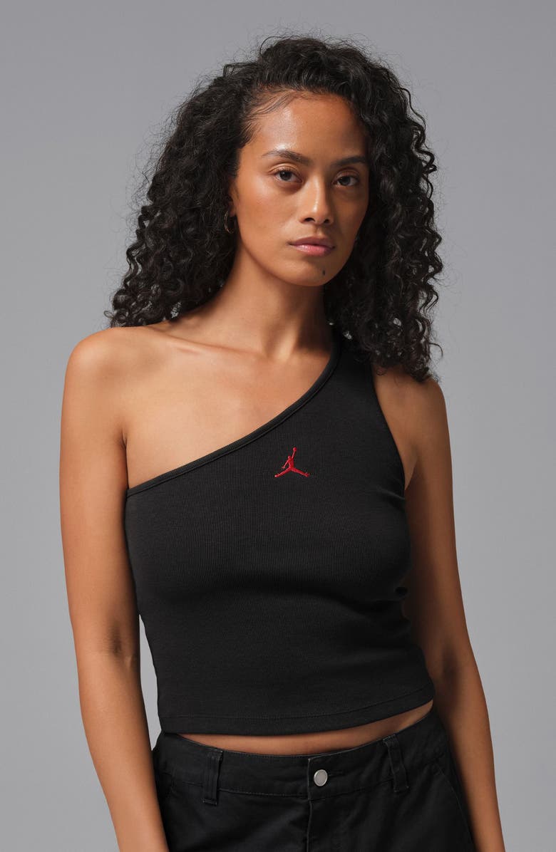 Jordan Flight One Shoulder Tank, Alternate, color, Black/ Varsity Red