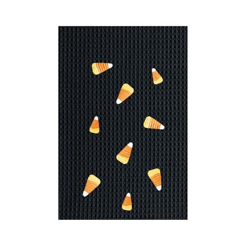 Candy Corn Halloween Embroidered Cotton Waffle Weave Kitchen Towel Set of 2