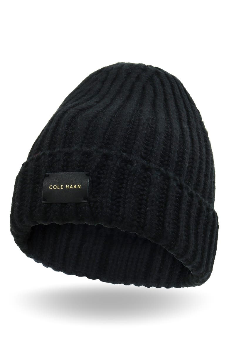 Cole Haan Chunky Cuff Beanie, Alternate, color, Caviar